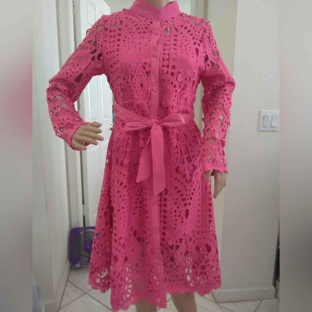 NWOT CAMELLIA BY AFFECTION Chic Long Sleeve Pink Lace Dress/JACKET SZ. SM
